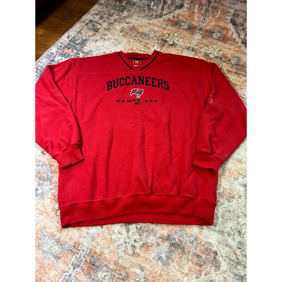 Vintage Y2K red oversized sweatshirt Buccaneers Tampa Bay Bucs Football cozy - Picture 4 of 9